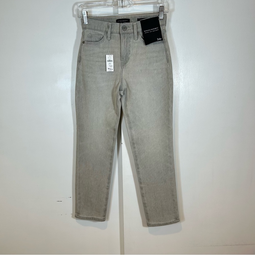 Banana Republic High Rise Slim Ankle Jeans Light Grey Wash
